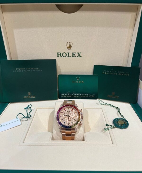 Rolex Cosmograph Everose Daytona Factory Diamond Rainbow Edition Ref# 116595RBOW) - Image 9