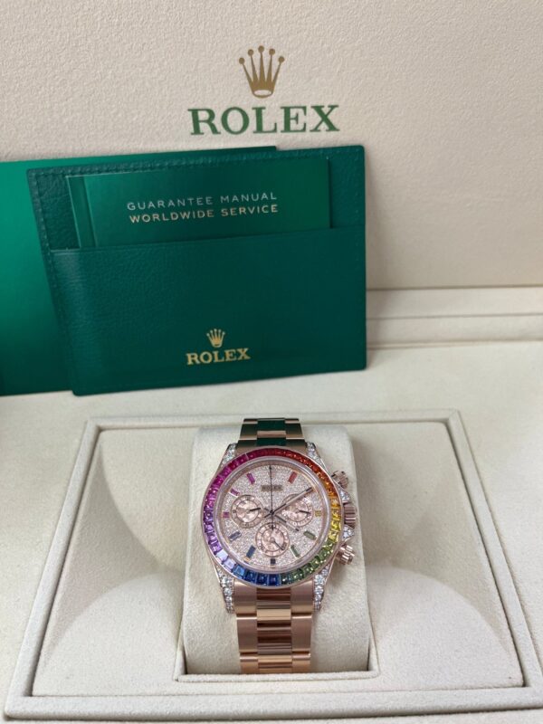 Rolex Cosmograph Everose Daytona Factory Diamond Rainbow Edition Ref# 116595RBOW) - Image 10