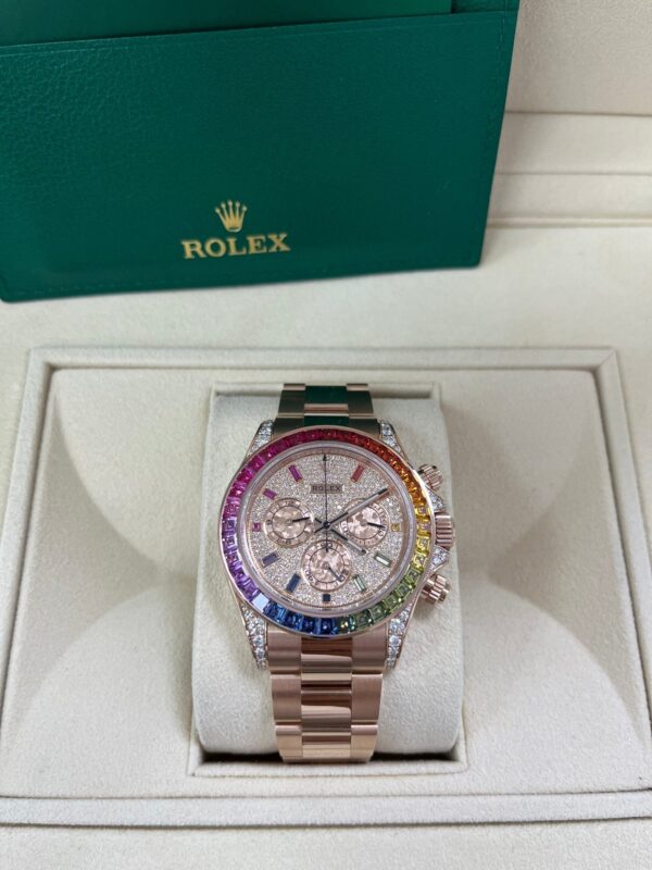Rolex Cosmograph Everose Daytona Factory Diamond Rainbow Edition Ref# 116595RBOW) - Image 14