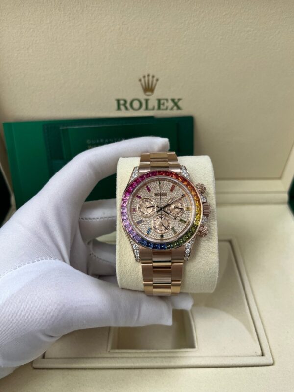 Rolex Cosmograph Everose Daytona Factory Diamond Rainbow Edition Ref# 116595RBOW) - Image 6