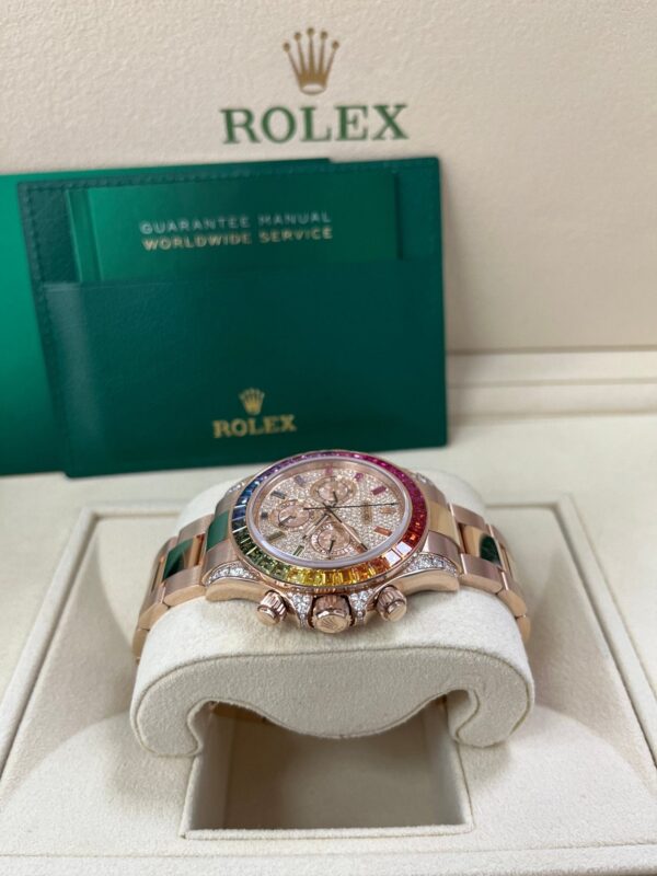 Rolex Cosmograph Everose Daytona Factory Diamond Rainbow Edition Ref# 116595RBOW) - Image 12