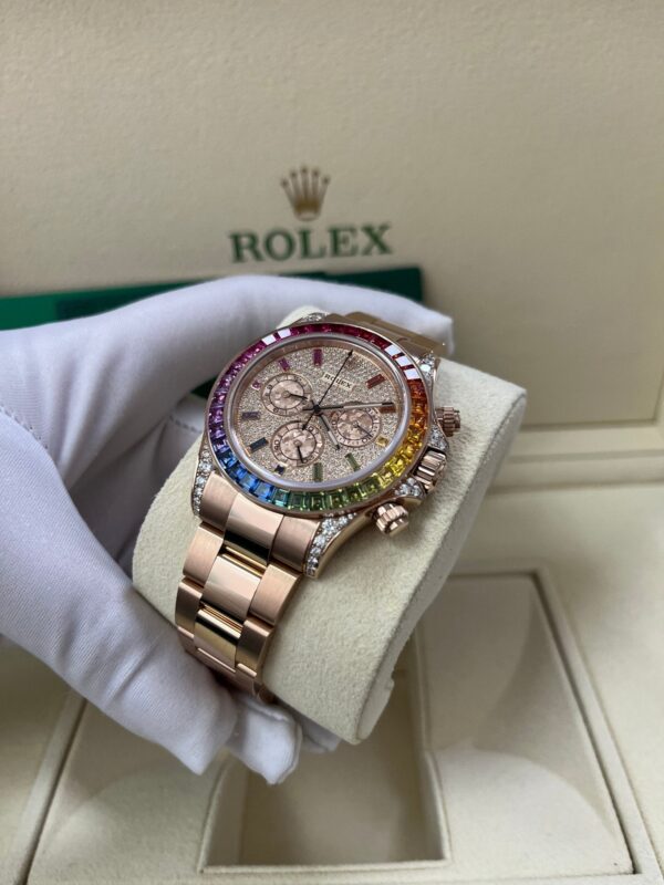 Rolex Cosmograph Everose Daytona Factory Diamond Rainbow Edition Ref# 116595RBOW) - Image 16