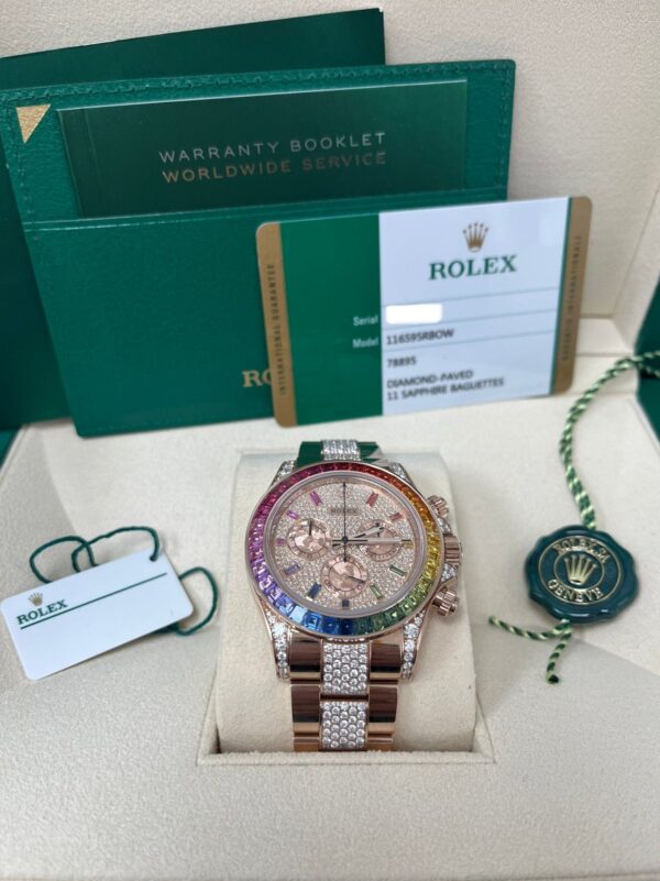 Rolex Cosmograph Everose Daytona Factory Diamond Rainbow Edition Ref# 116595RBOW) - Image 3