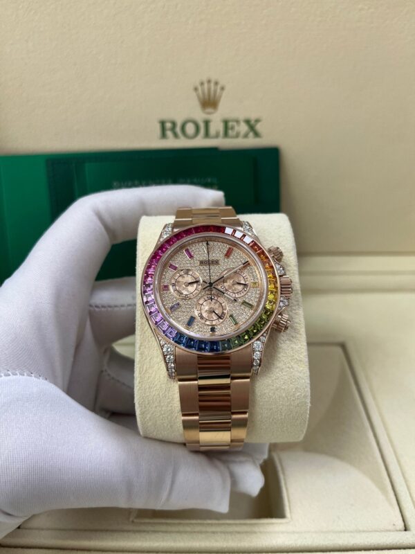 Rolex Cosmograph Everose Daytona Factory Diamond Rainbow Edition Ref# 116595RBOW) - Image 3