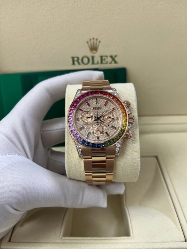 Rolex Cosmograph Everose Daytona Factory Diamond Rainbow Edition Ref# 116595RBOW) - Image 5