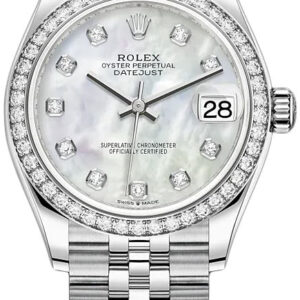 Rolex Datejust 31 Diamond Bezel - White Mother-Of-Pearl Diamond Dial - Jubilee 278384rbr