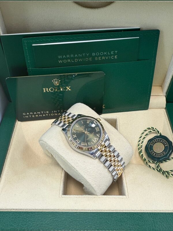 Rolex Datejust 31 mm Fluted Bezel Olive Green Diamond Roman Six Dial Jubilee Bracelet 278273 - Image 7