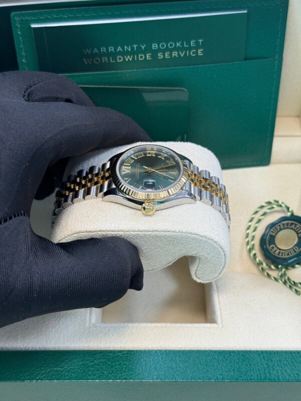 Rolex Datejust 31 mm Fluted Bezel Olive Green Diamond Roman Six Dial Jubilee Bracelet 278273 - Image 14