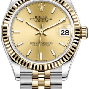 Rolex Datejust 31 Steel and Yellow Gold Datejust 31mm - Fluted Bezel - Champagne Index Dial - Jubilee 278273