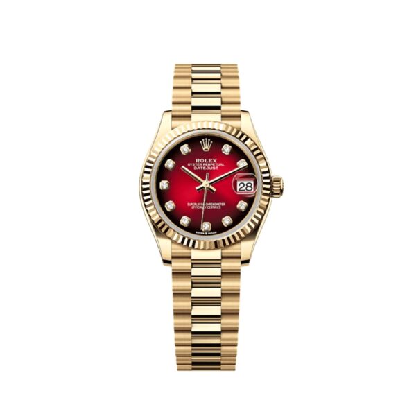 Rolex Datejust 31mm New 2025 Release Yellow Gold Reference 278278 Red Ombre Diamond Dial