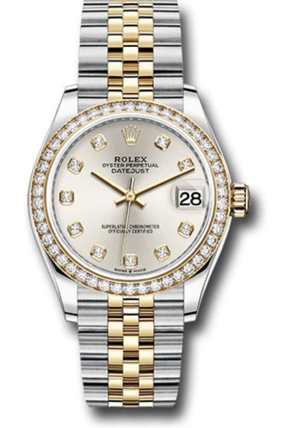 Rolex Datejust 31mm Stainless Steel and Yellow Gold Silver Diamond Dial Jubilee 278383RBR