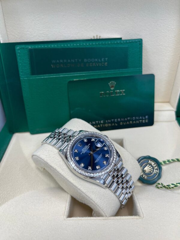 Rolex Datejust 36 Bright Blue Diamond Dial & Diamond Bezel Jubilee Bracelet 126284RBR - Image 7