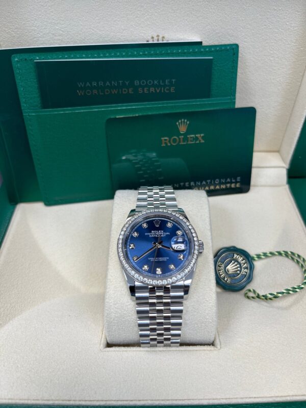 Rolex Datejust 36 Bright Blue Diamond Dial & Diamond Bezel Jubilee Bracelet 126284RBR - Image 6