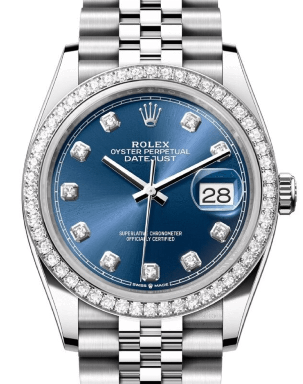 Rolex Datejust 36 Bright Blue Diamond Dial & Diamond Bezel Jubilee Bracelet 126284RBR