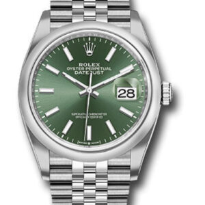 Rolex Datejust 36 Domed Bezel Mint Green Index Dial Jubilee Bracelet 126200