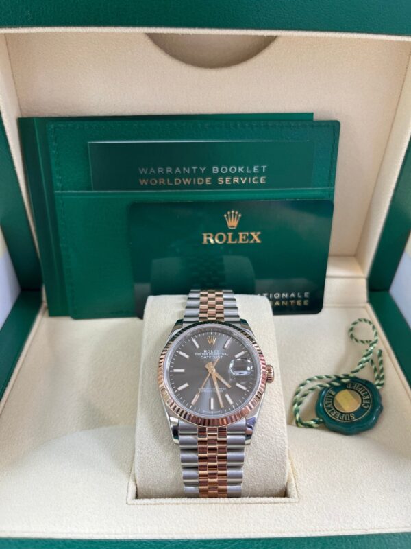 Rolex Datejust 36 Everose Gold Fluted Bezel Dark Rhodium Index Dial Jubilee (126231) - Image 4