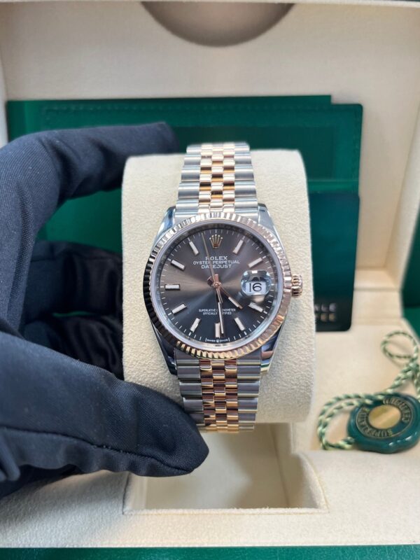 Rolex Datejust 36 Everose Gold Fluted Bezel Dark Rhodium Index Dial Jubilee (126231) - Image 8