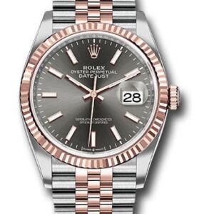 Rolex Datejust 36 Everose Gold Fluted Bezel Dark Rhodium Index Dial Jubilee (126231)