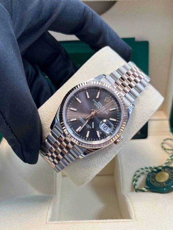 Rolex Datejust 36 Everose Gold Fluted Bezel Dark Rhodium Index Dial Jubilee (126231) - Image 3