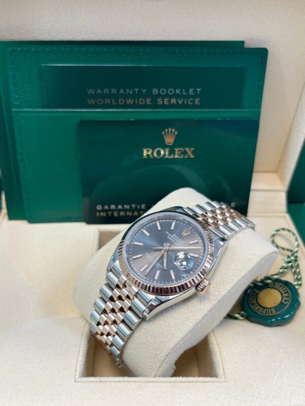 Rolex Datejust 36 Everose Gold Fluted Bezel Dark Rhodium Index Dial Jubilee (126231) - Image 6