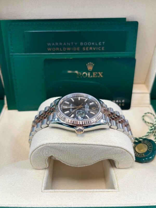 Rolex Datejust 36 Everose Gold Fluted Bezel Dark Rhodium Index Dial Jubilee (126231) - Image 10