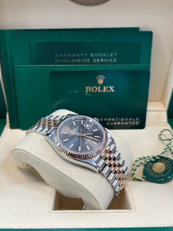 Rolex Datejust 36 Everose Gold Fluted Bezel Dark Rhodium Index Dial Jubilee (126231) - Image 5