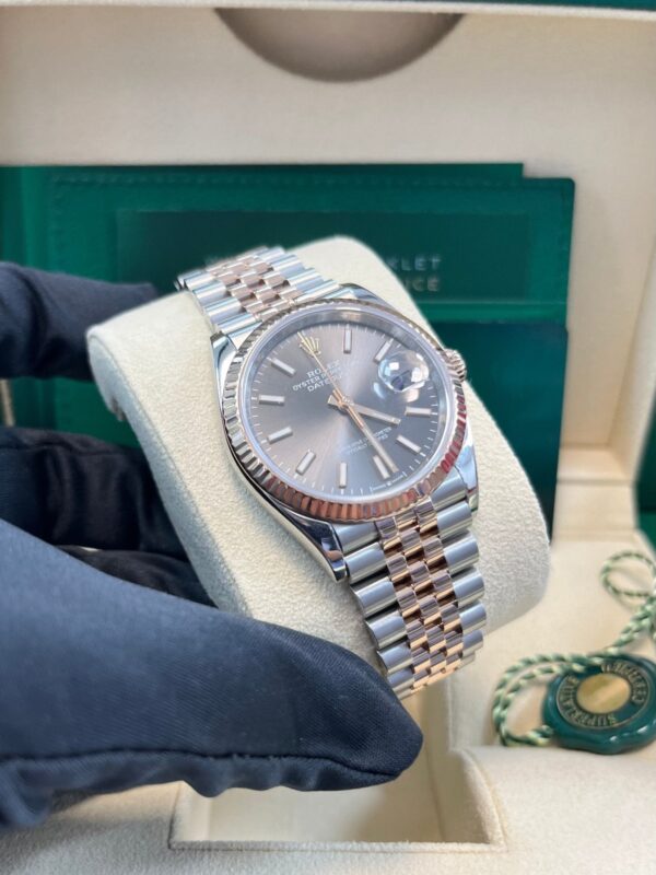 Rolex Datejust 36 Everose Gold Fluted Bezel Dark Rhodium Index Dial Jubilee (126231) - Image 7