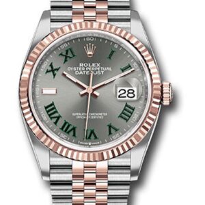 Rolex Datejust 36 Everose Gold Fluted Bezel Slate Roman Dial Jubilee (126231)