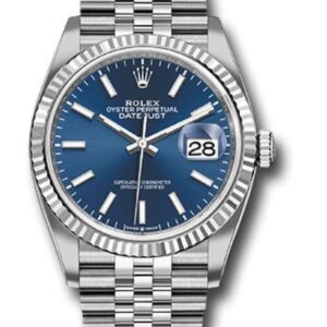 Rolex Datejust 36 Fluted Bezel Blue Index Dial Jubilee Bracelet 126234