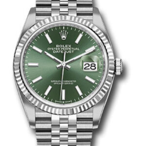 Rolex Datejust 36 Fluted Bezel Mint Green Index Dial Jubilee Bracelet 126234