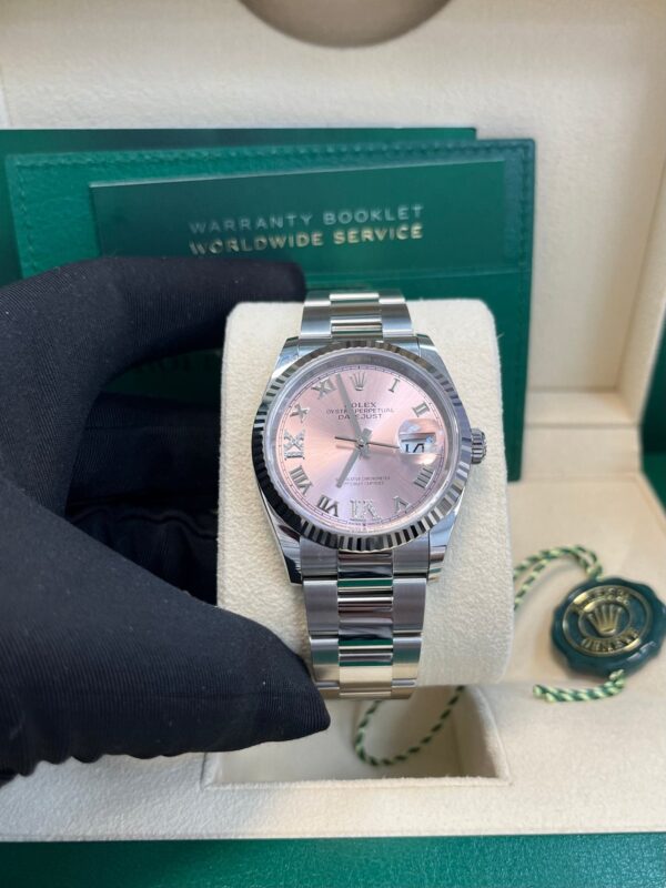 Rolex Datejust 36 Fluted Bezel - Pink Diamond Roman VI and IX Dial - Oyster 126234 - Image 13