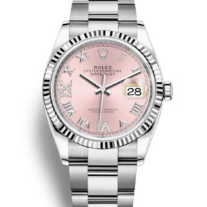 Rolex Datejust 36 Fluted Bezel - Pink Diamond Roman VI and IX Dial - Oyster 126234