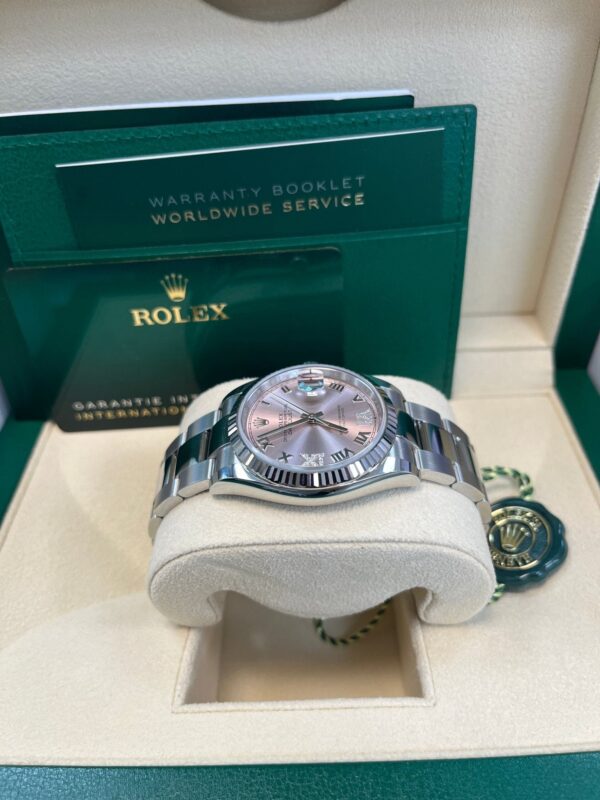 Rolex Datejust 36 Fluted Bezel - Pink Diamond Roman VI and IX Dial - Oyster 126234 - Image 7