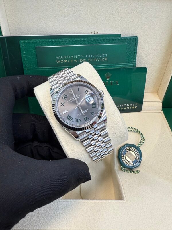 Rolex Datejust 36 Fluted Bezel Slate Roman Dial Jubilee Bracelet 126234 - Image 3