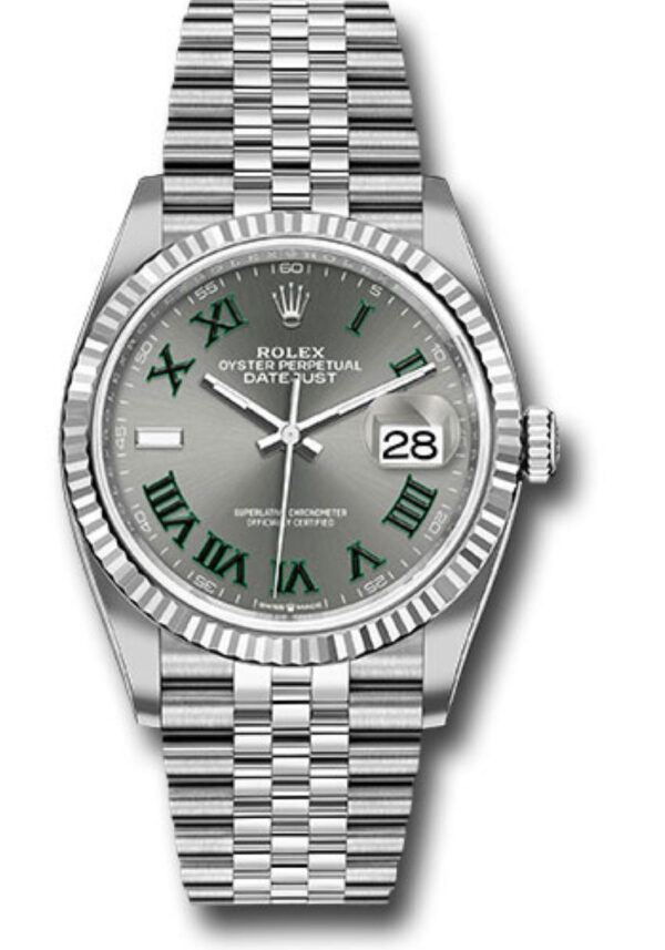 Rolex Datejust 36 Fluted Bezel Slate Roman Dial Jubilee Bracelet 126234