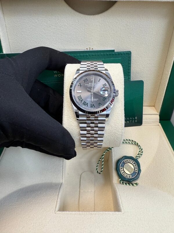 Rolex Datejust 36 Fluted Bezel Slate Roman Dial Jubilee Bracelet 126234 - Image 11
