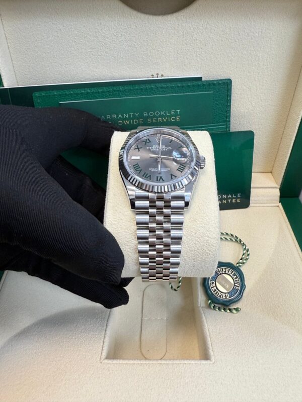 Rolex Datejust 36 Fluted Bezel Slate Roman Dial Jubilee Bracelet 126234 - Image 12