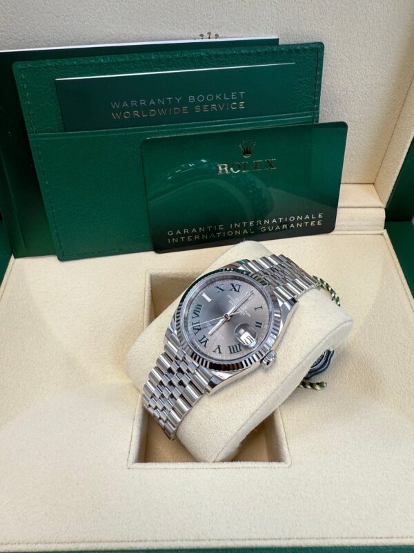 Rolex Datejust 36 Fluted Bezel Slate Roman Dial Jubilee Bracelet 126234 - Image 10