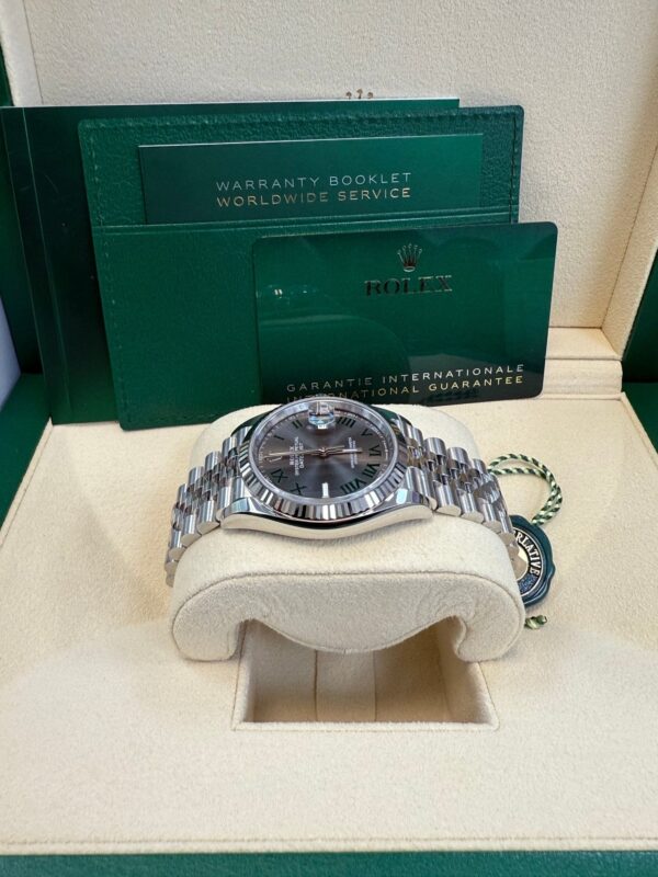 Rolex Datejust 36 Fluted Bezel Slate Roman Dial Jubilee Bracelet 126234 - Image 6