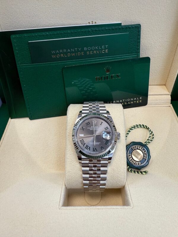 Rolex Datejust 36 Fluted Bezel Slate Roman Dial Jubilee Bracelet 126234 - Image 5