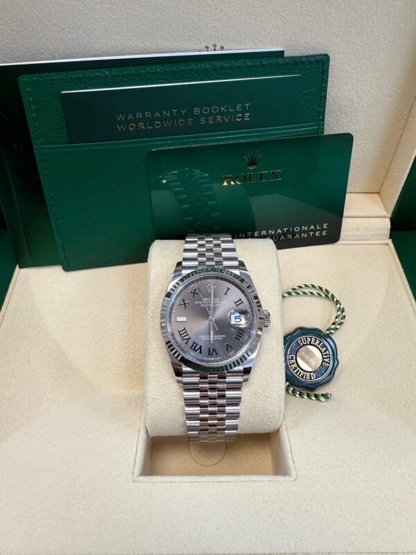 Rolex Datejust 36 Fluted Bezel Slate Roman Dial Jubilee Bracelet 126234 - Image 4