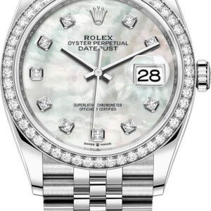 Rolex Datejust 36 Mother of Pearl Diamond Dial Diamond Bezel steel - 36mm Jubilee Bracelet (Reference #126284rbr)