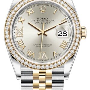 Rolex Datejust 36 Silver Diamond Set Dial Jubilee Bracelet Yellow Gold and Steel (Reference # 126283RBR)