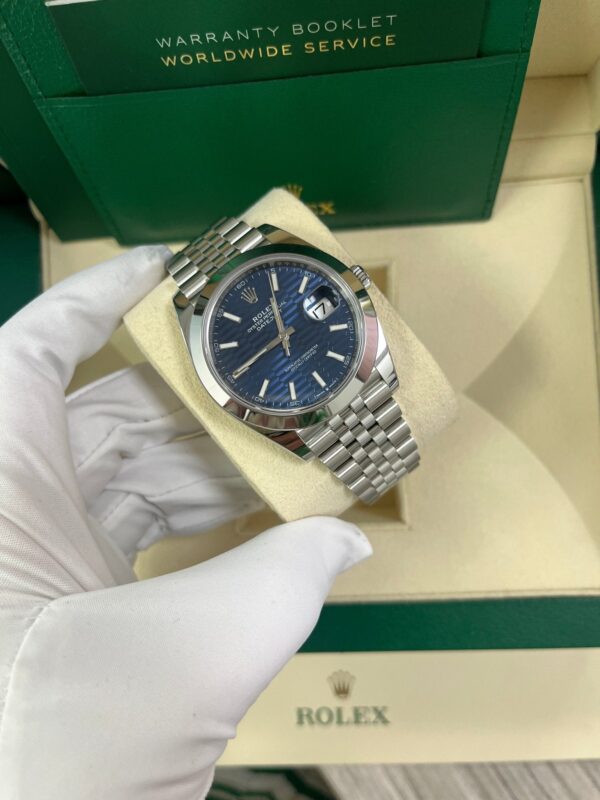 Rolex Datejust 41 Blue Motif Dial Smooth Bezel Jubilee Bracelet 126300 - Image 8