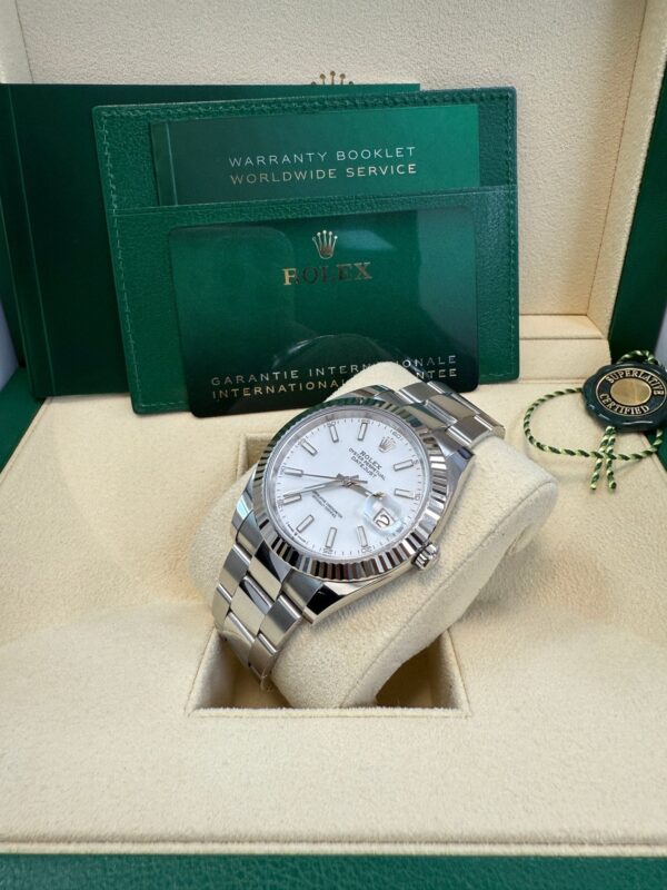 Rolex Datejust 41 Fluted Bezel White Index Dial Oyster Bracelet 126334 - Image 9