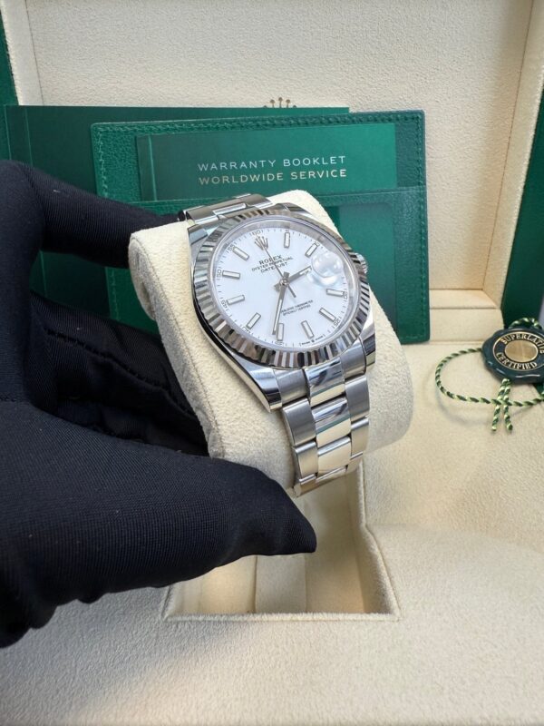 Rolex Datejust 41 Fluted Bezel White Index Dial Oyster Bracelet 126334 - Image 13