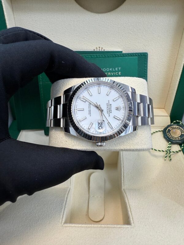 Rolex Datejust 41 Fluted Bezel White Index Dial Oyster Bracelet 126334 - Image 4
