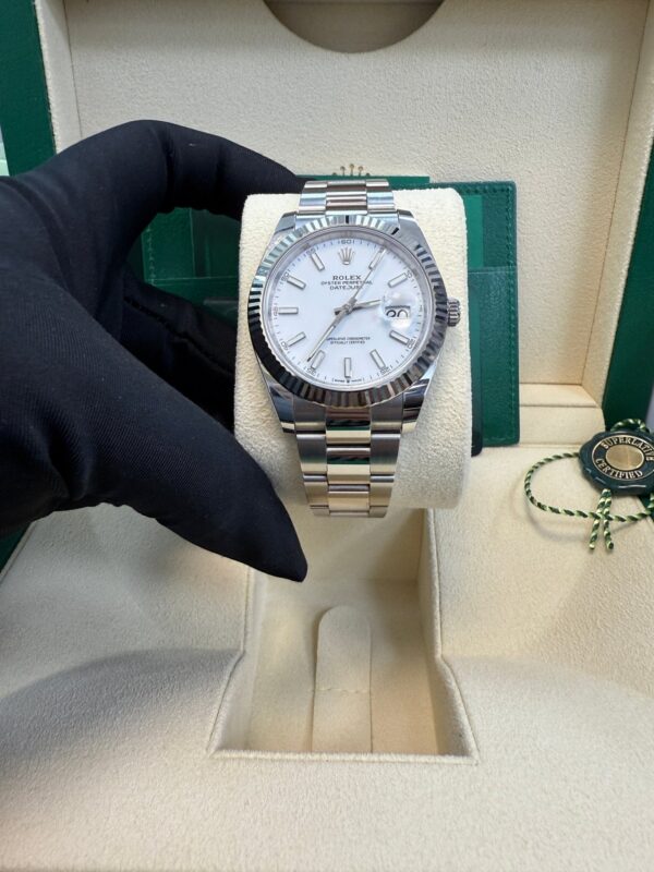 Rolex Datejust 41 Fluted Bezel White Index Dial Oyster Bracelet 126334 - Image 3