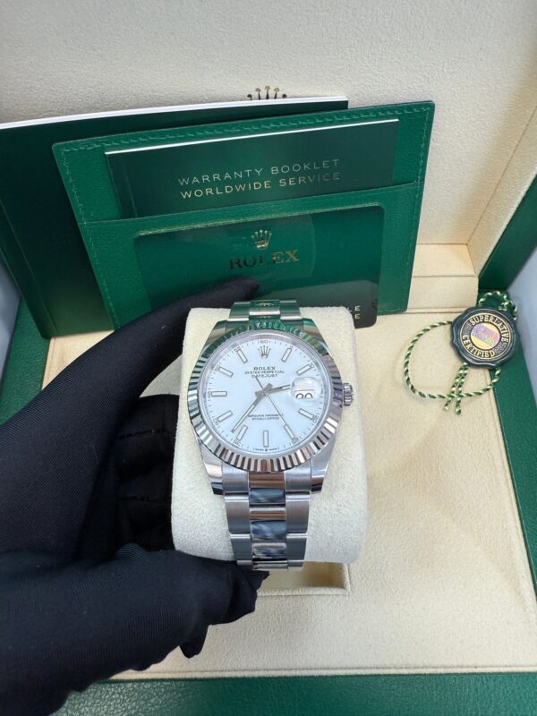 Rolex Datejust 41 Fluted Bezel White Index Dial Oyster Bracelet 126334 - Image 6