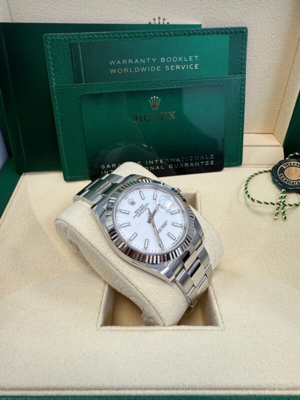 Rolex Datejust 41 Fluted Bezel White Index Dial Oyster Bracelet 126334 - Image 8